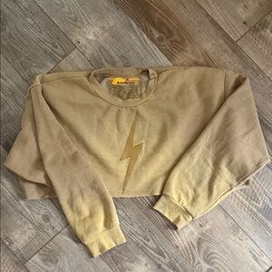 Tan Aviator Nation Cropped Sweatshirt EUC